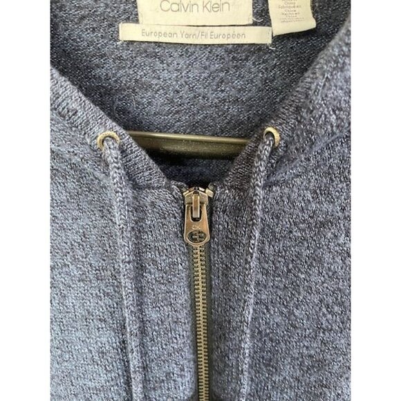 Calvin Klein Men's XXL Hoodie Zip-Up Sweater Merino Wool & Acrylic Blue & Black‎ - Picture 12 of 16